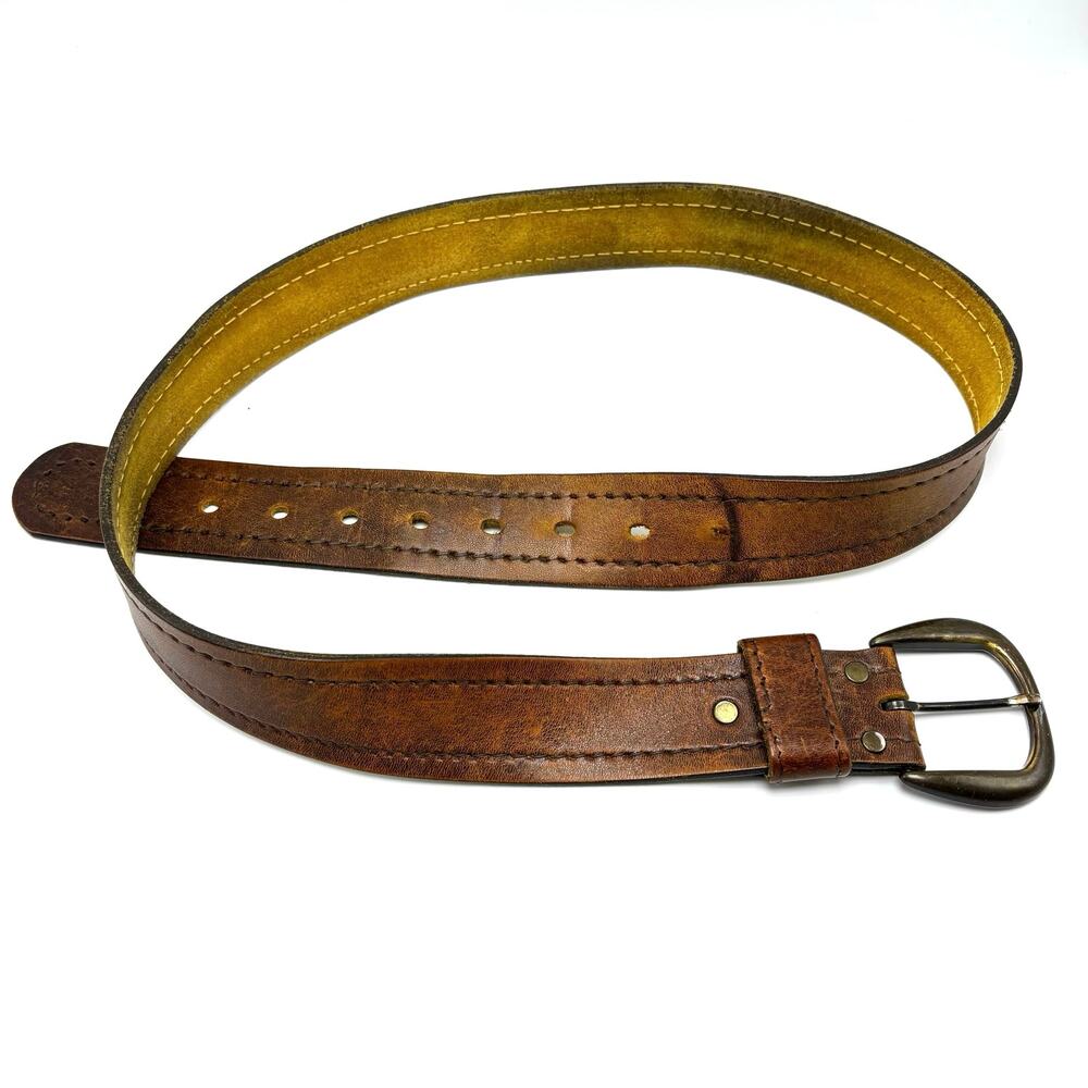 Vintage Distressed Brown Leather Belt 40 Outdoor Western Boho Hippie Streetwear